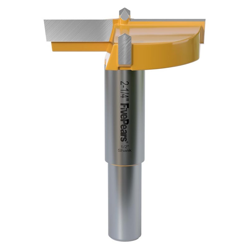 FIVEPEARS Forstner Drill Bit 1/2 inch Shank, 2-1/4 inch Cutting Diameter, Carbide Tipped Wood Hole Saw Auger Opener, Hole Opener Hinge Hole Cutter for Woodworking, Plastic, Plywood Products - Image 1
